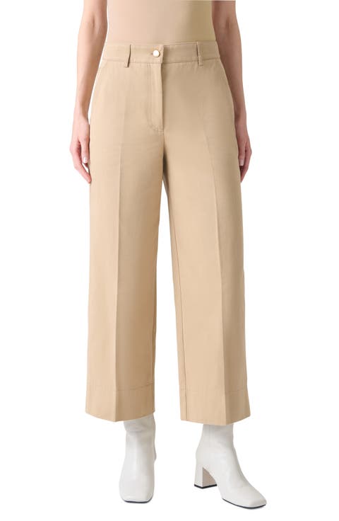 Chiara Wide Leg Crop Cotton Gabardine Pants