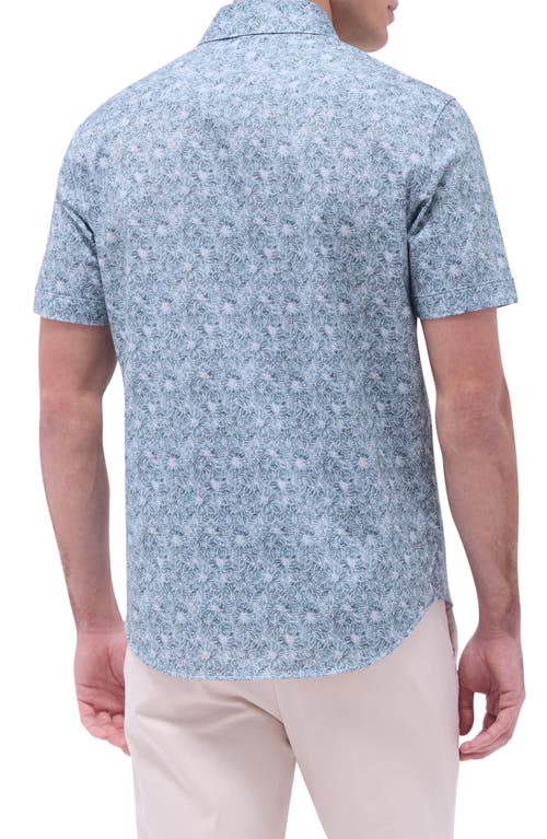 Bugatchi Miles Ooohcotton® Floral Short Sleeve Button-up Shirt In Shark