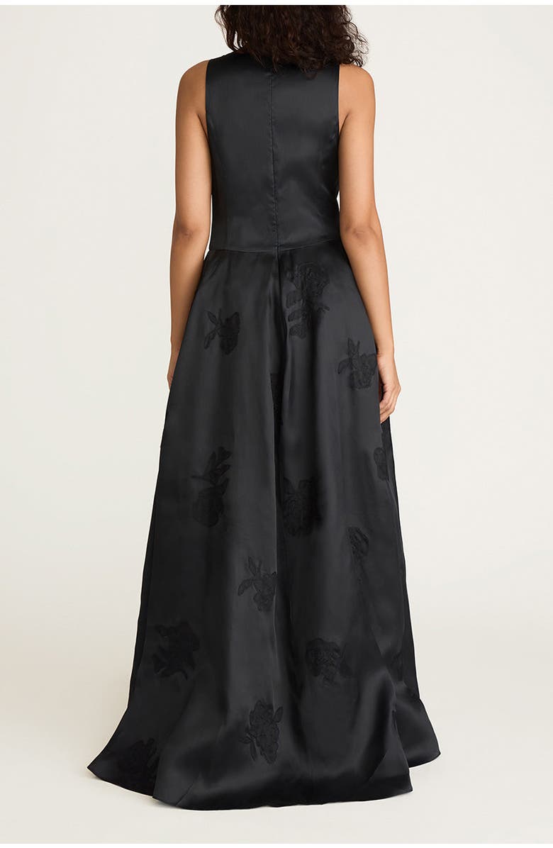 Rebecca Taylor Applique Sculptured Midi Dress, Alternate, color, Black