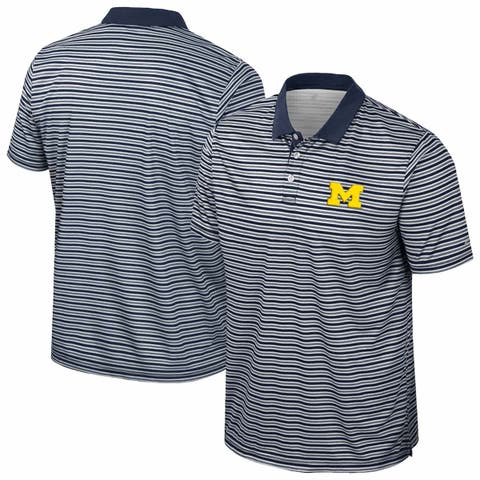 Men's Colosseum Navy Michigan Wolverines Striped Polo