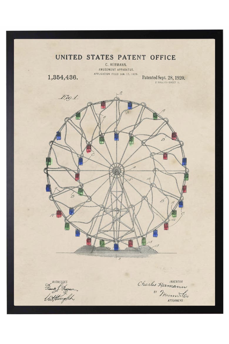 Ferris Wheel Patent in Black Frame, Main, color, No Color