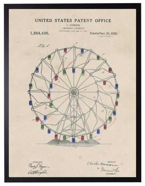 Ferris Wheel Patent in Black Frame