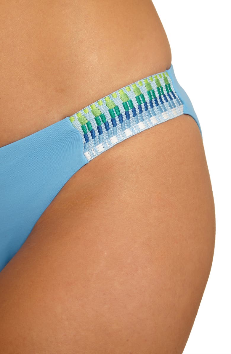 Becca Fiesta American Basket Weave Trim Bikini Bottoms, Alternate, color, Sky Blue