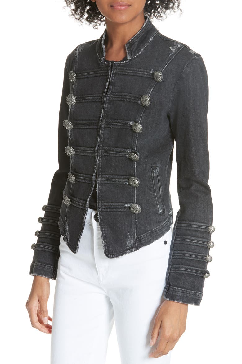 Military Denim Jacket, Alternate, color, BLACK