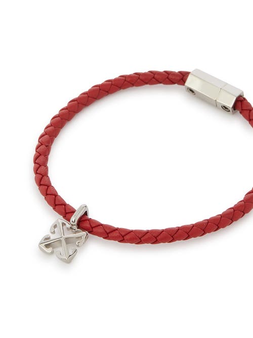 Off-white Arrow Red Leather Bracelet In Metallic