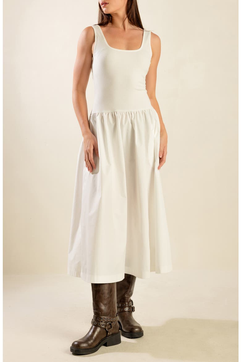 Sleeveless Mixed Media Maxi Dress, Alternate, color, WHITE