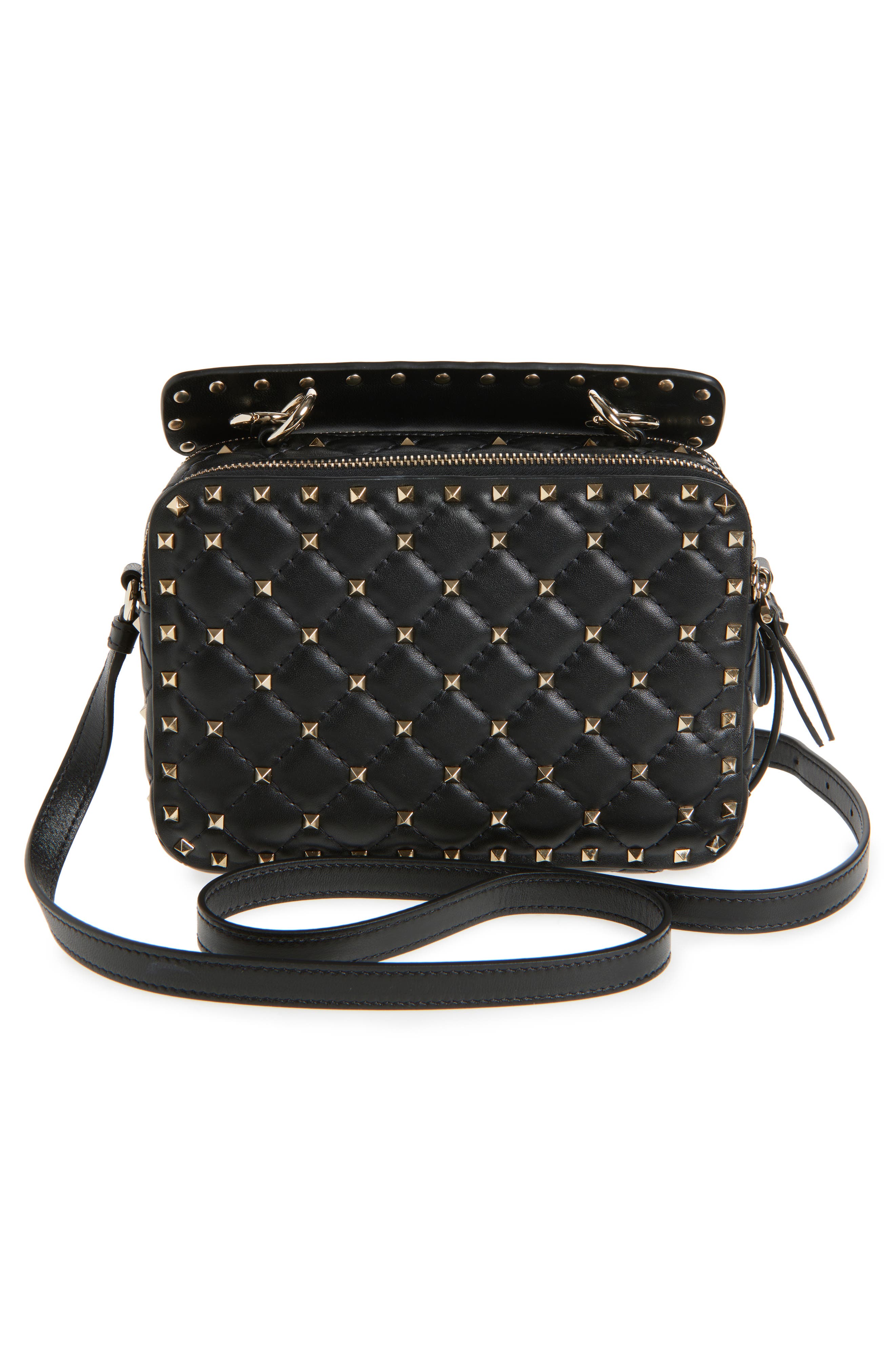 Valentino Garavani Rockstud Spike Leather Crossbody Bag, Alternate, color, 