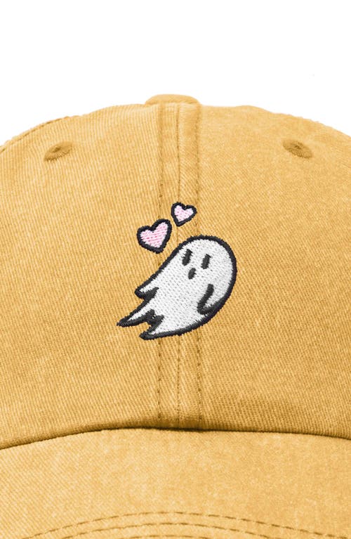 Dalix Heartly Ghost Embroidered Cap In Washed Gold
