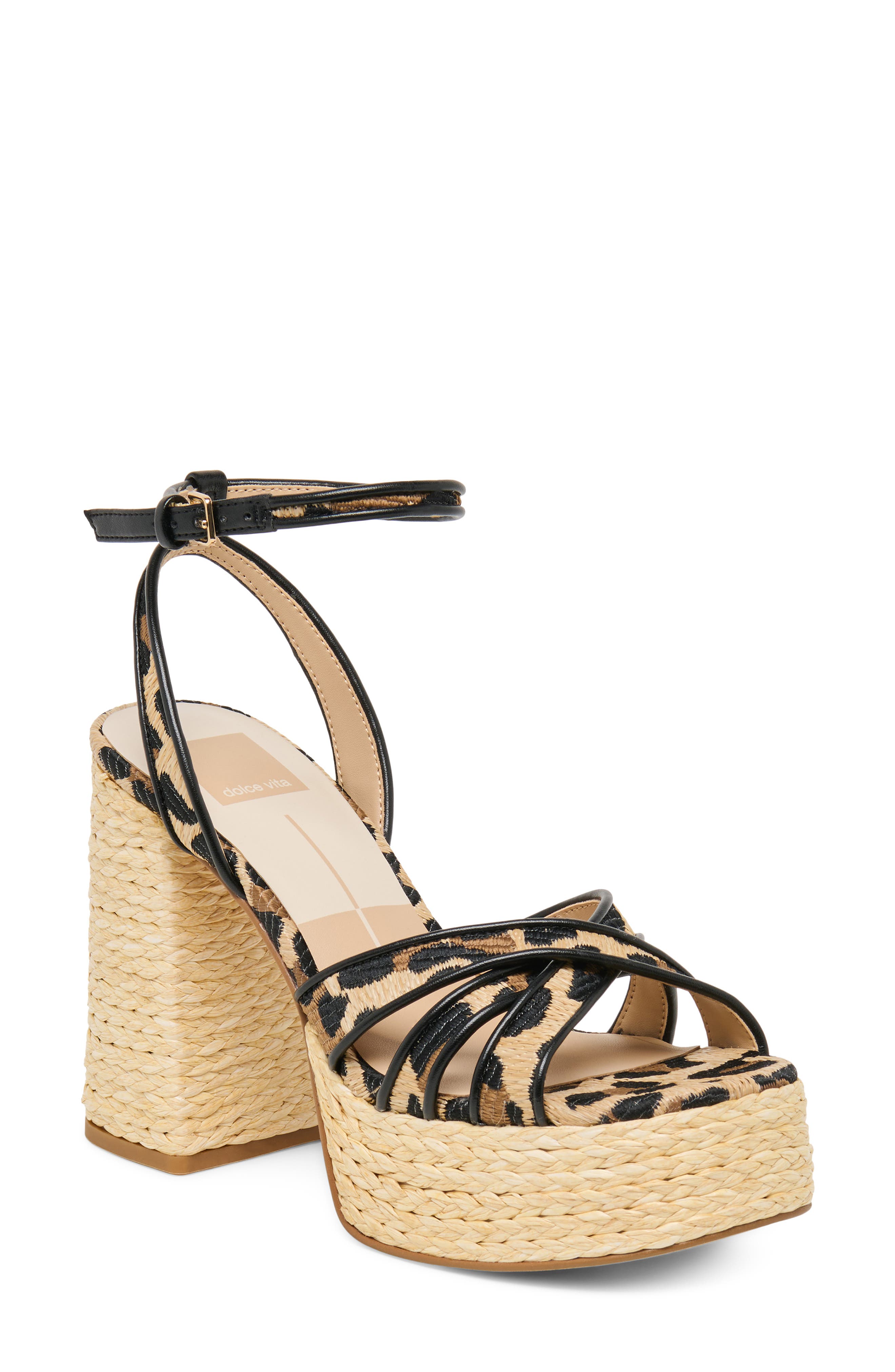 Dolce Vita Danila Piped Platform Sandal, Main, color, Leopard Raffia