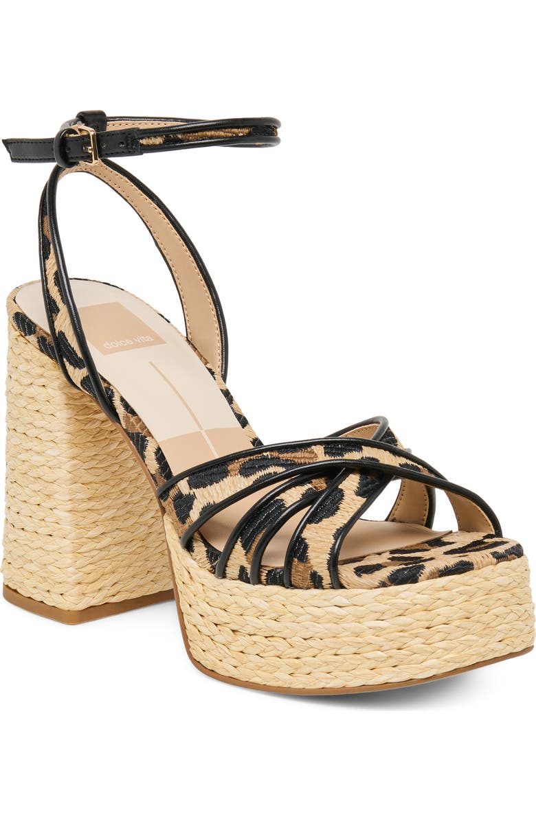 Dolce Vita Danila Piped Platform Sandal, Main, color, Leopard Raffia