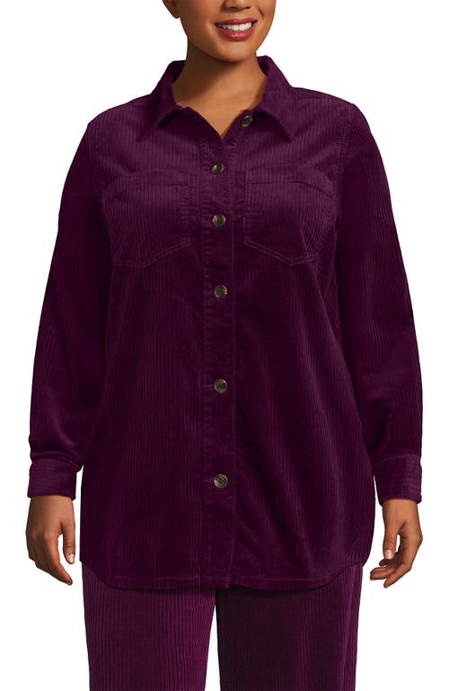 Lands' End Plus Size Wide Wale Corduroy Shirt Jacket In Purple