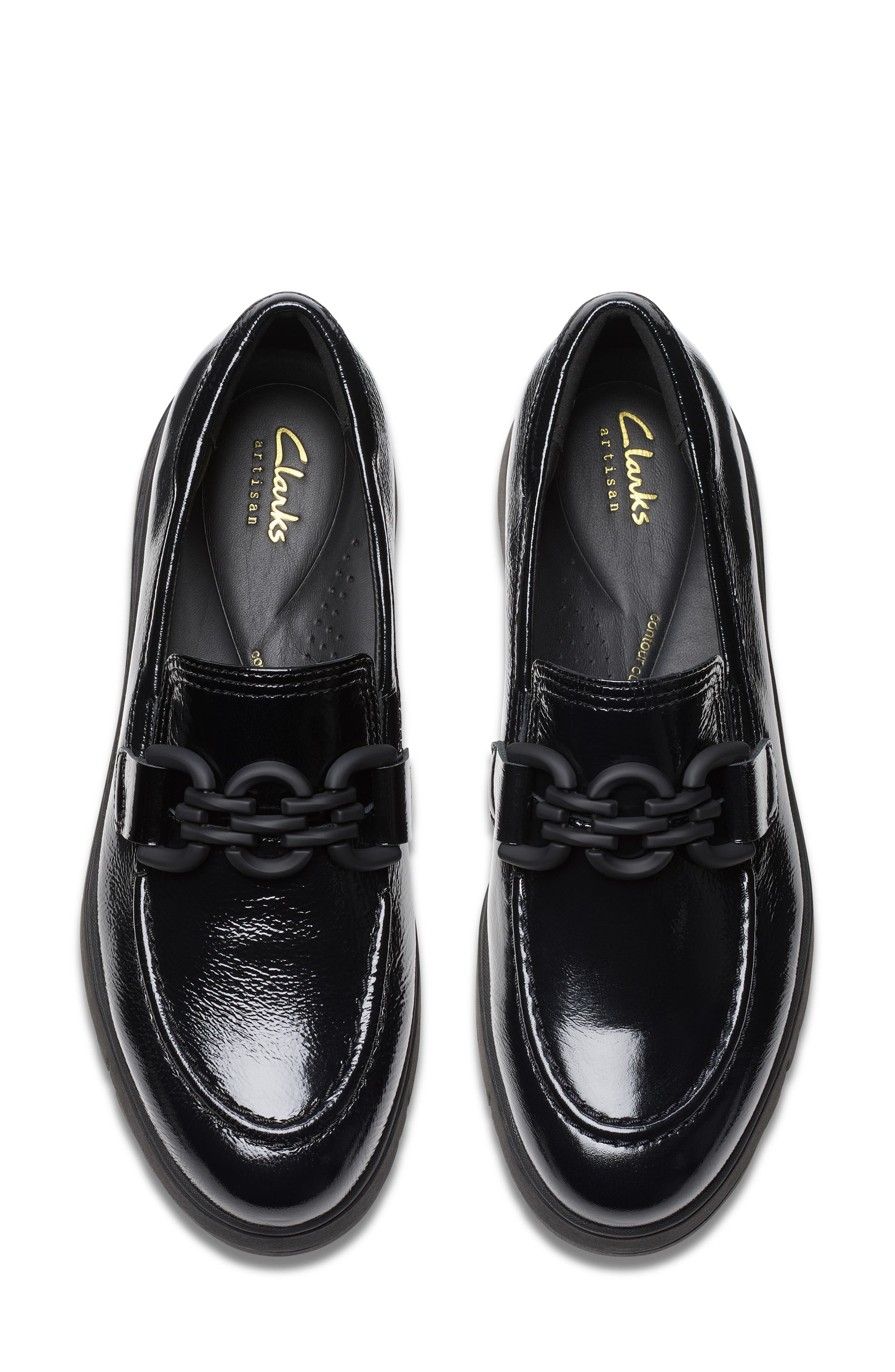 Clarks<sup>®</sup> Loriini Izzy Platform Wedge Bit Loafer, Alternate, color, Black Patent