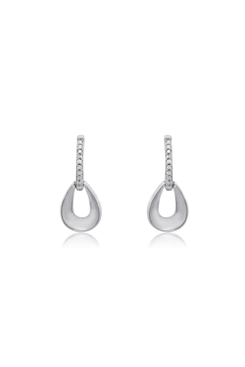 Diamond Pear Screw Back Drop Earrings, Alternate, color, Sterling Silver