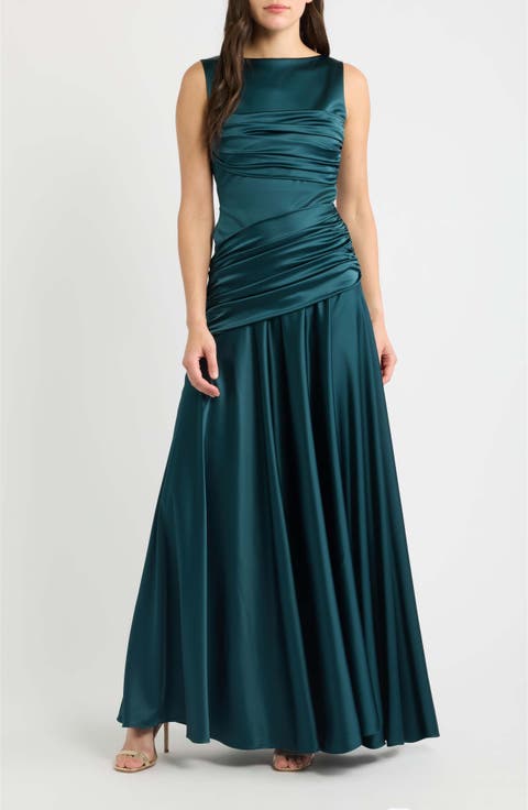 Raula Ruched Satin Gown