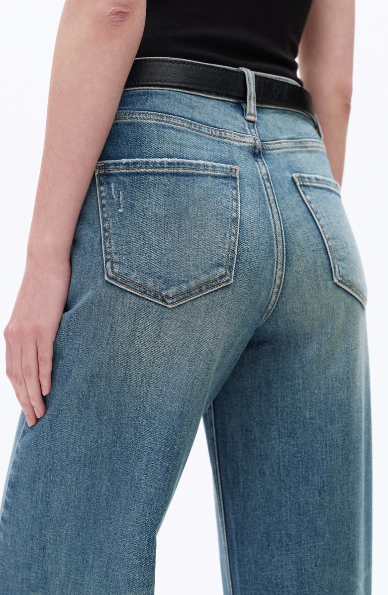 Bayeas High Waist Raw Hem Wide Leg Jeans, Alternate, color, Medium Blue