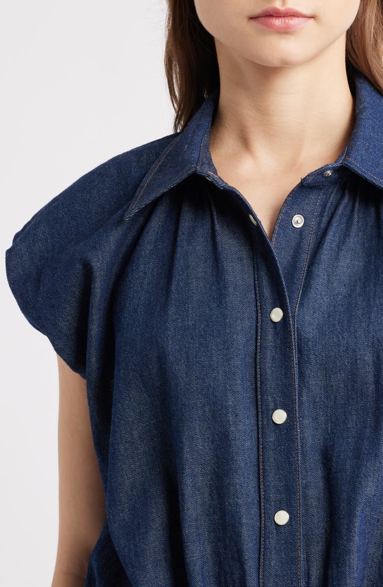 FRAME The Shell Denim Puff Sleeve Crop Top, Alternate, color, Puzzle