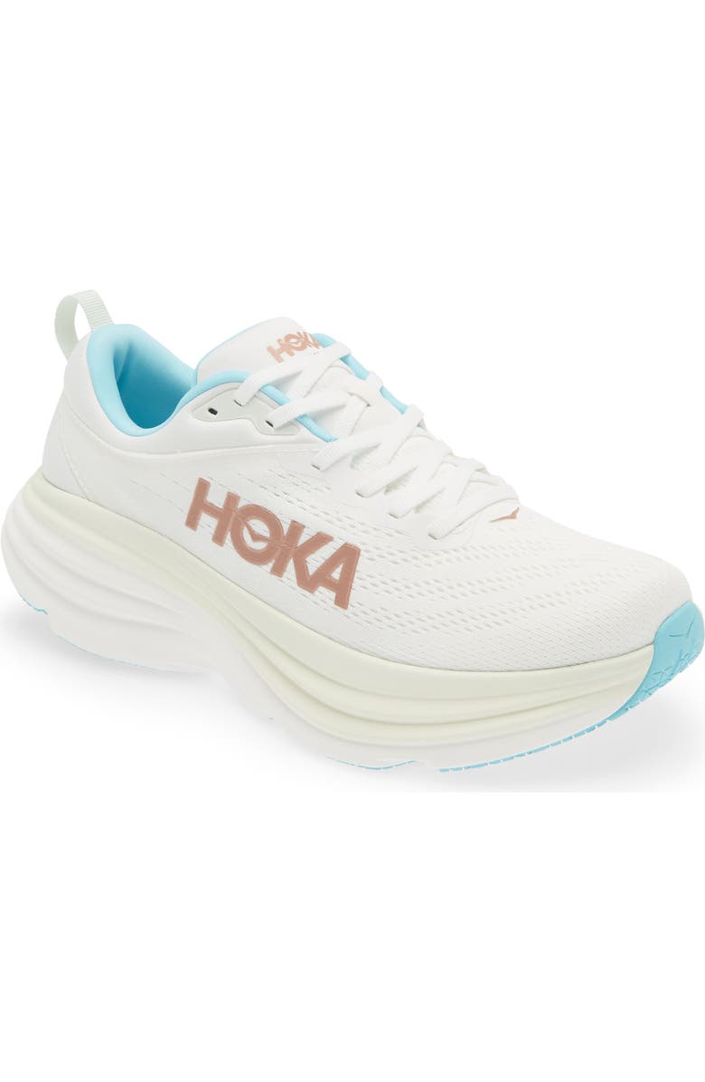 HOKA Bondi 8 Running Shoe, Main, color, Frost / Rose Gold