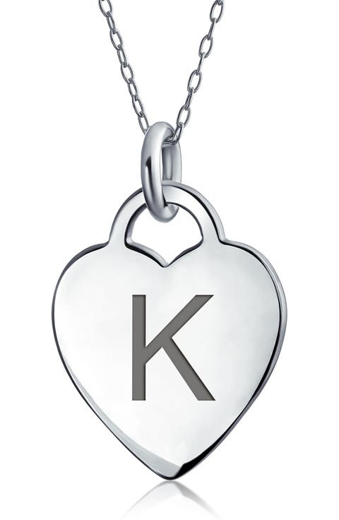 Stelring Silver Initial Pendant Necklace - A-Z Available