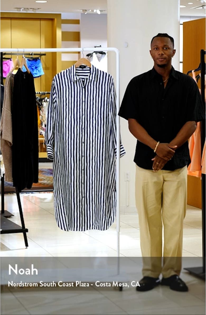 Painter Stripe Long Sleeve Silk Maxi Dress, sales video thumbnail