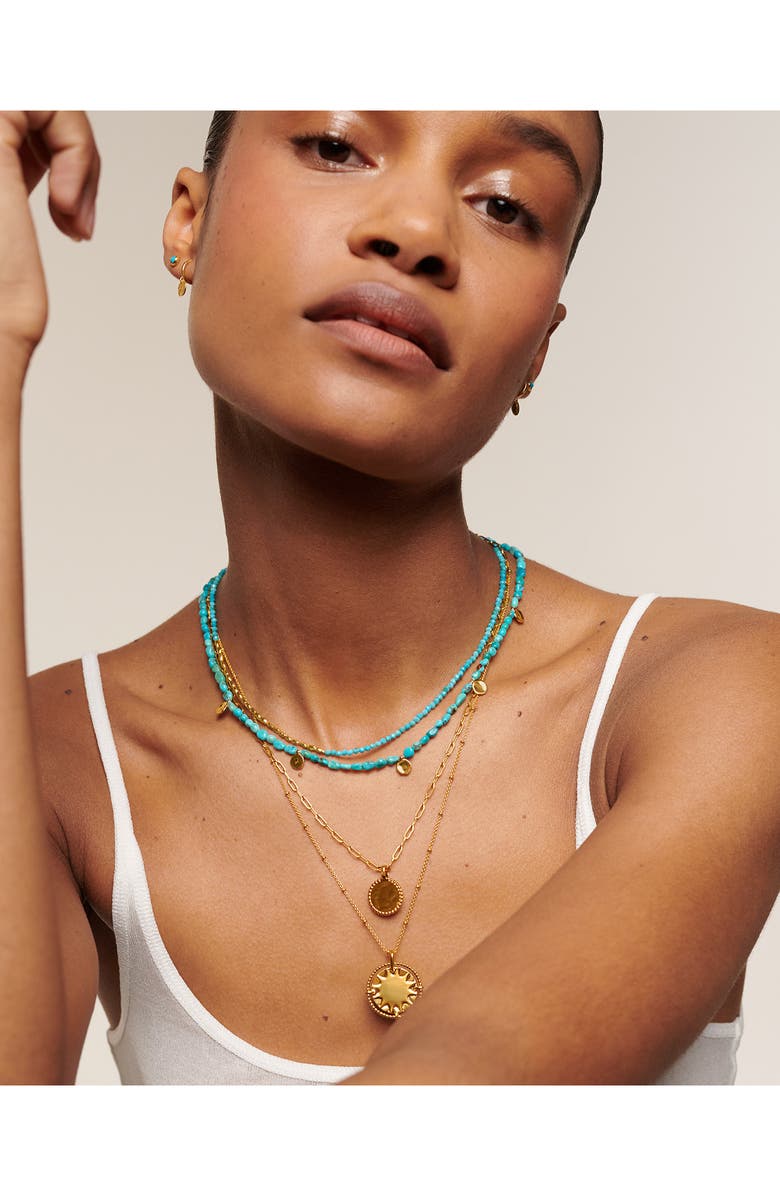 Monica Vinader Turquoise Bead Necklace, Alternate, color, 18Ct Gold Vermeil / Turquoise