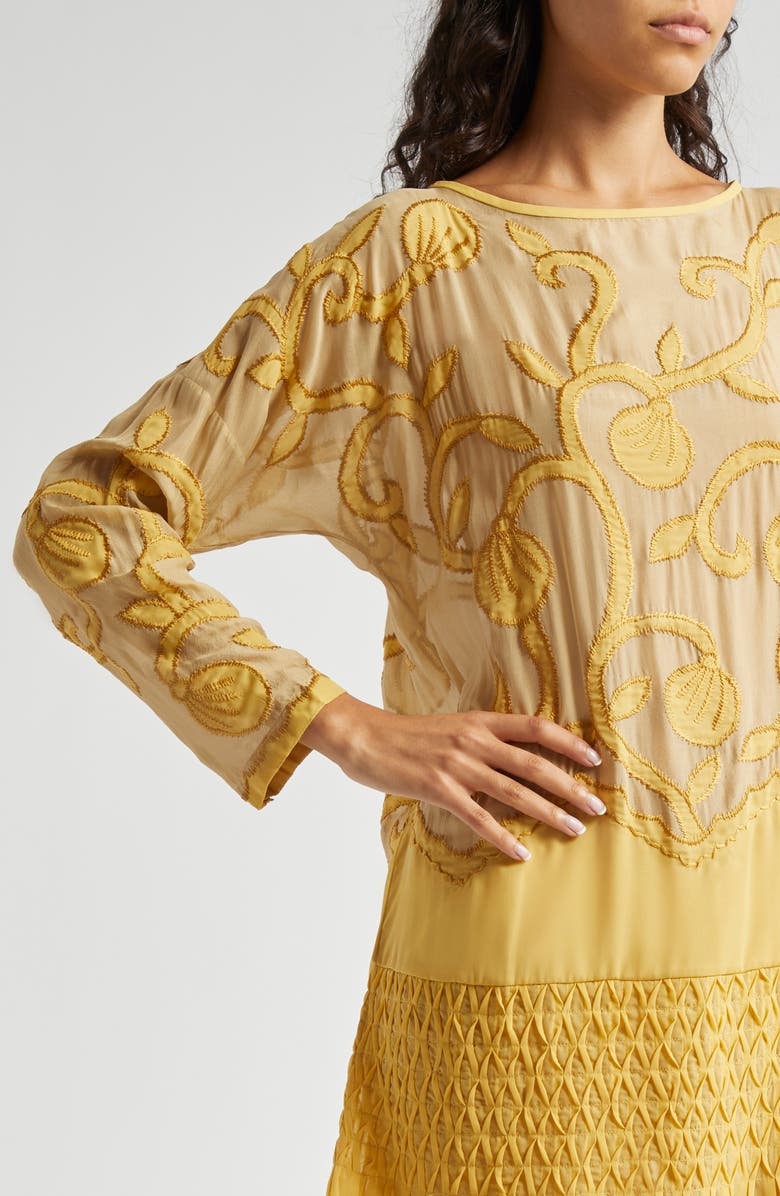 Bode Harlayne Appliqué Long Sleeve Dress, Alternate, color, 