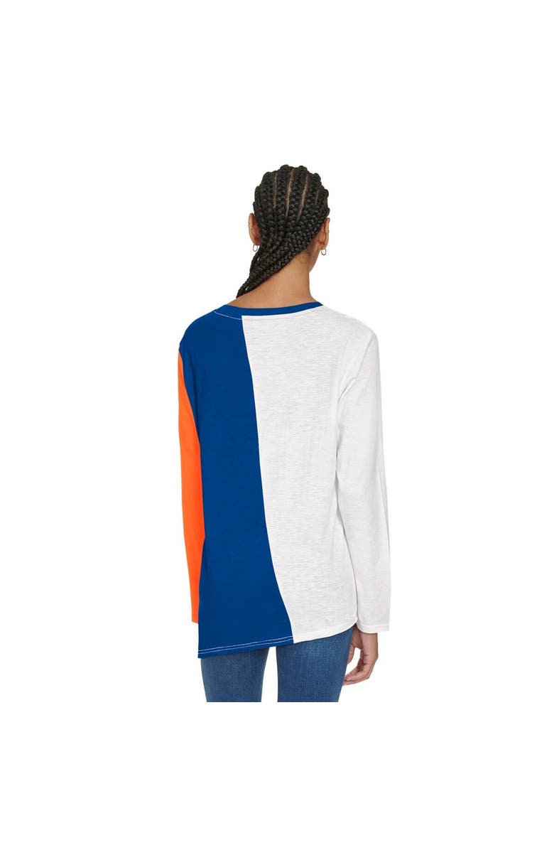 TOMMY JEANS Women's Tommy Jeans White/Blue New York Knicks Amelia Color Blocked Long Sleeve T-Shirt, Alternate, color,