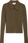 MONSE Fold-Up Slim Merino Wool Rib Cardigan