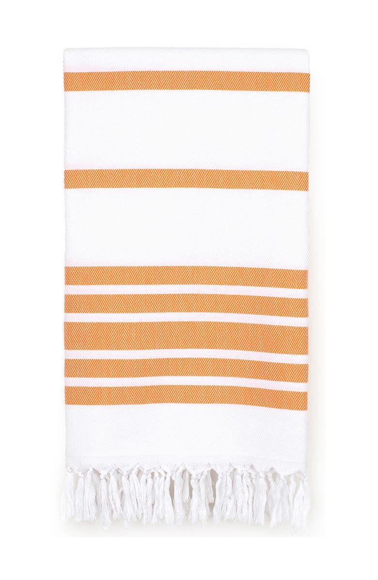 Linum Home Textiles 100% Turkish Cotton Herringbone Pestemal Beach Towel - Orange & White, Alternate, color, 
