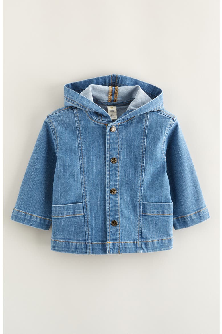 Hooded Denim Jacket, Main, color, SUN FADED INDIGO WASH
