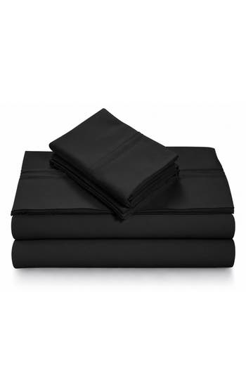 Azores Home 110 Gsm Extra Deep Pocket Sheet Set In Black