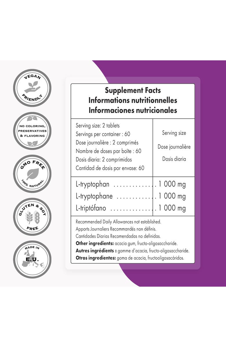 SuperSmart L-Tryptophan 1000mg per Day, Alternate, color, NO COLOR