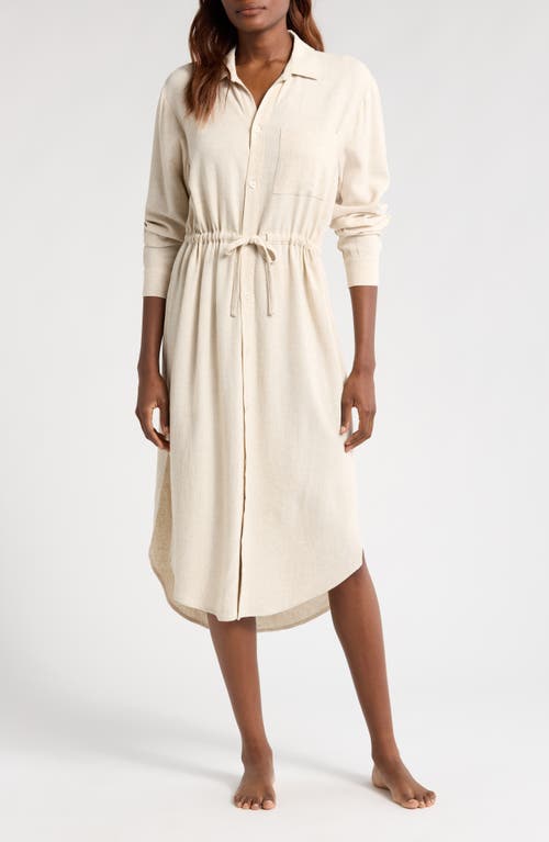 Shop Barefoot Dreams Malibu Collection® Long Sleeve Sleep Shirtdress In He Bisque