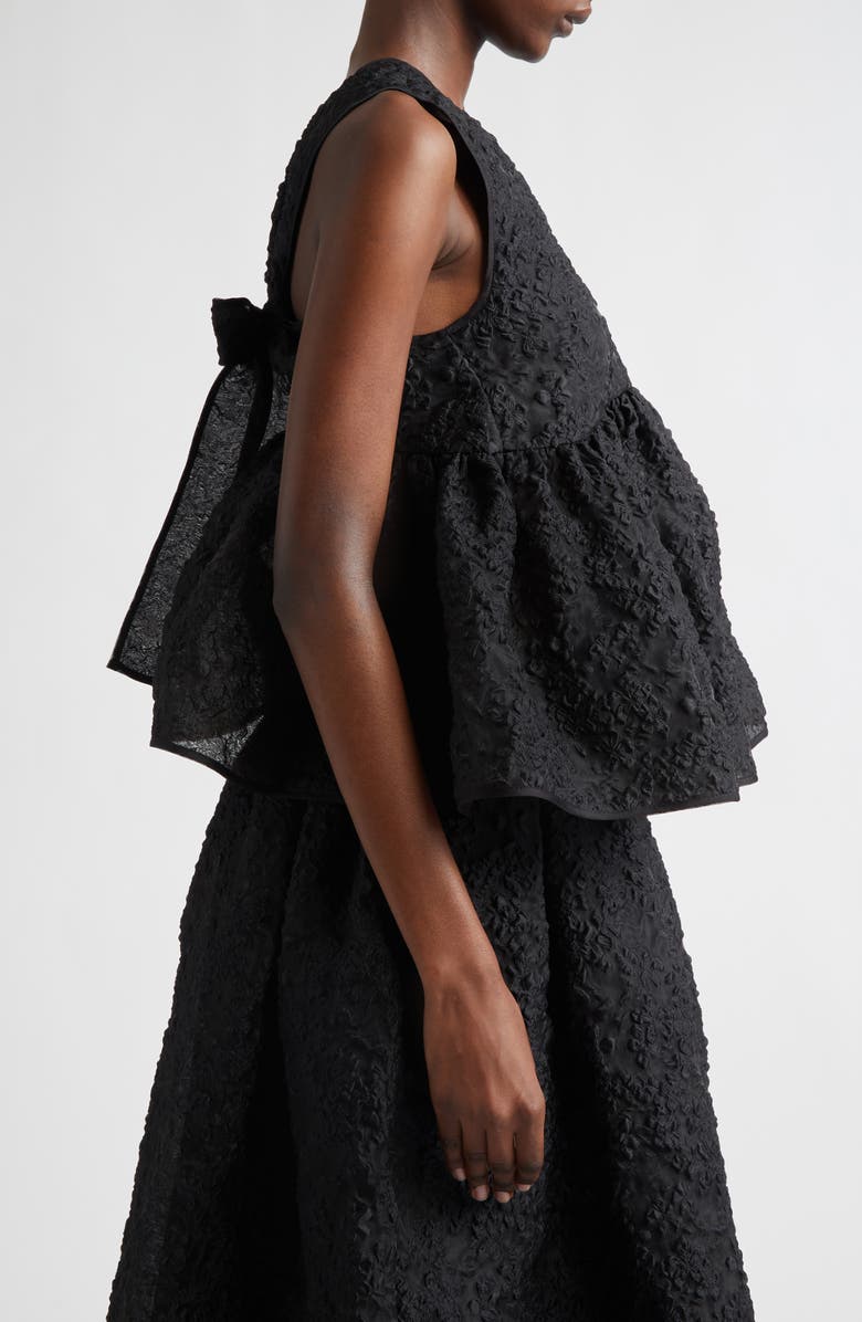 Cecilie Bahnsen Cora Grasmere Matelassé Babydoll Top, Alternate, color, Black Grasmere Matelass