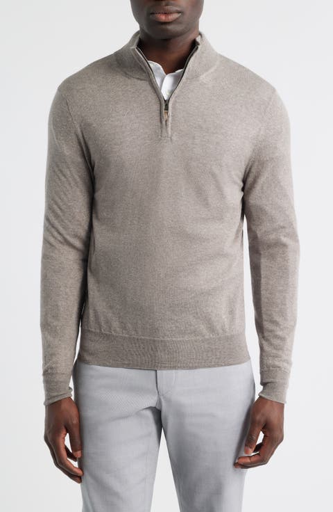 Heathered Wool Quarter Zip Sweater