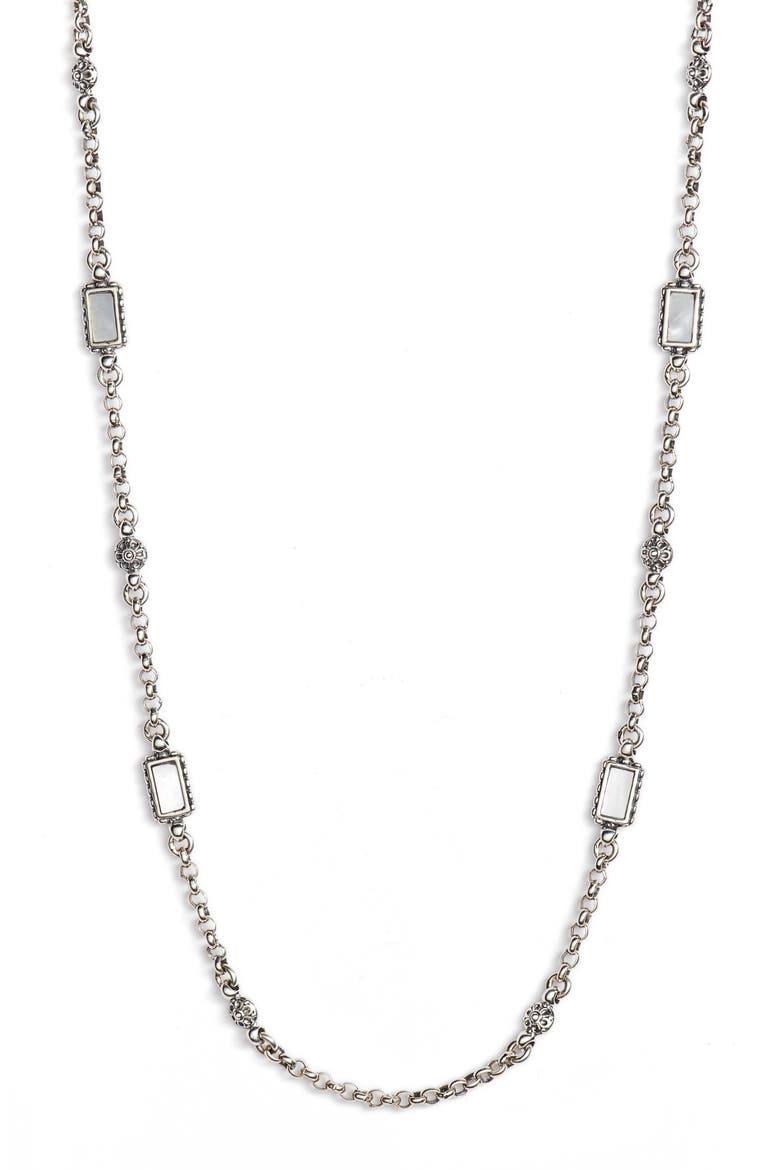 Mother-of-Pearl Sterling Necklace, Main, color, SILVER/ GOLD/ WHITE