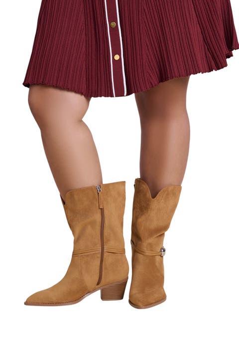 Faux Suede Western Bootie