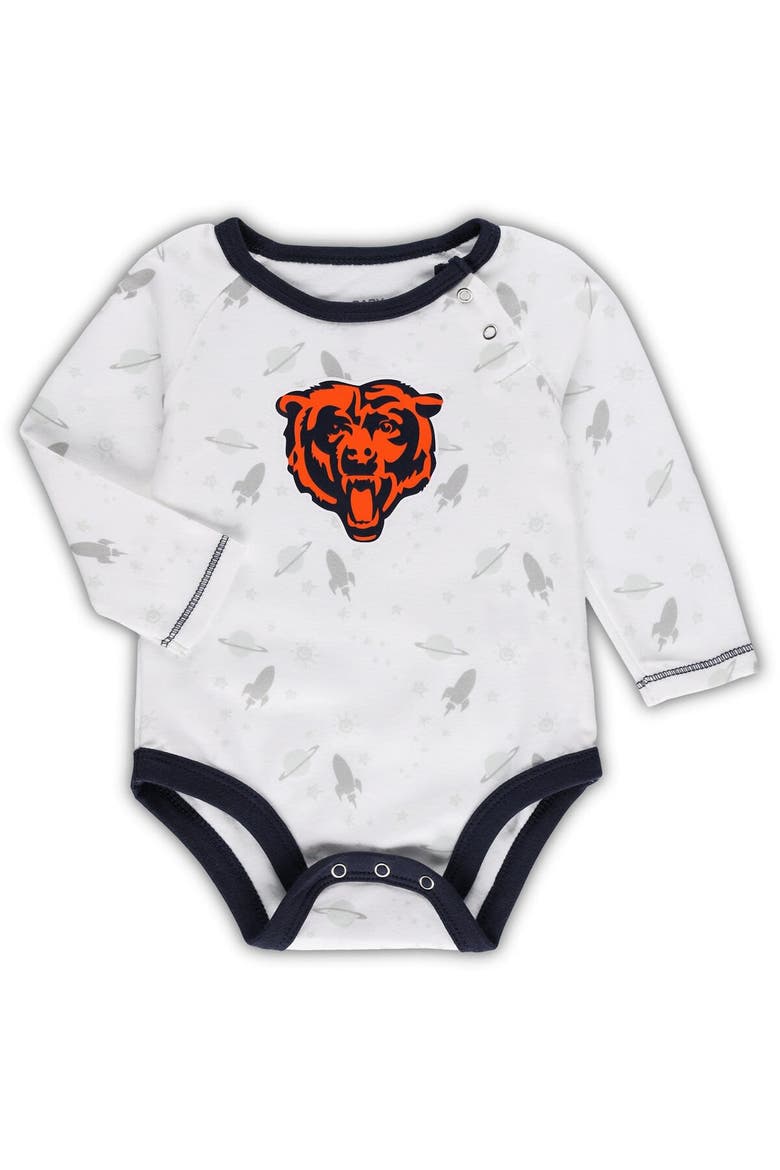 Newborn & Infant White/Navy Chicago Bears Dream Team Bodysuit Pants & Hat Set, Alternate, color, White