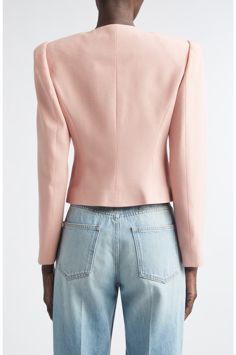 Bow Detail Crispy Lightweight Crop Wool Jacket, Alternate, color, ROSE
