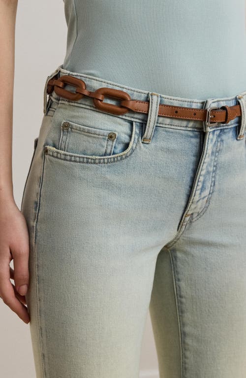 Shop Ralph Lauren Lauren  Mid Rise Ankle Straight Leg Jeans In Stella Wash
