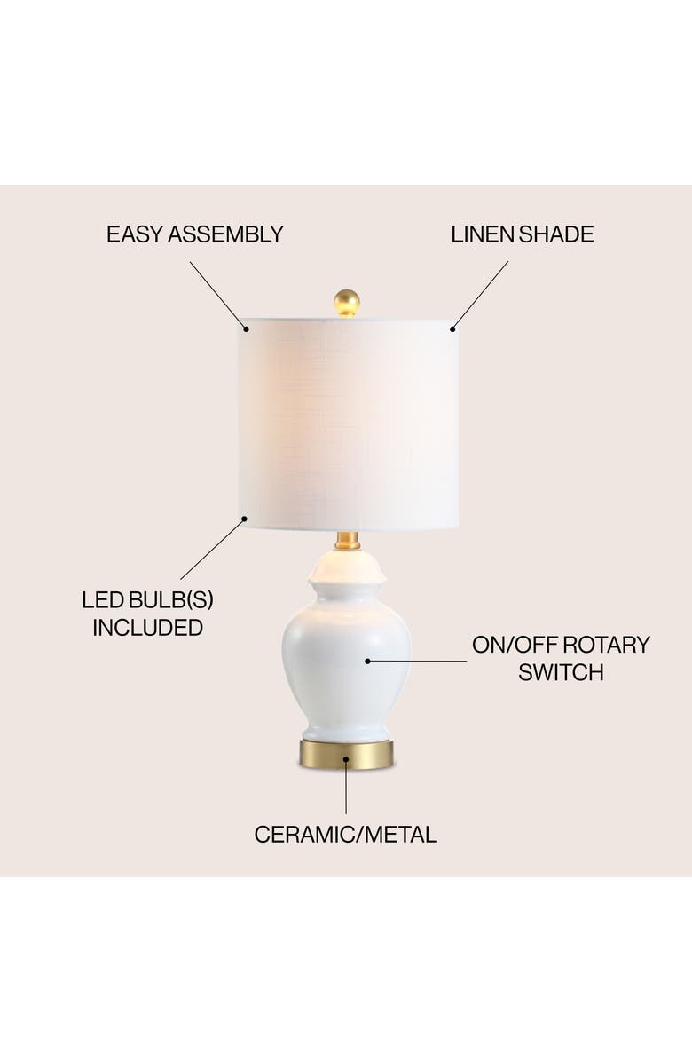 JONATHAN Y Perry Ceramic/Metal LED Table Lamp, Alternate, color, White