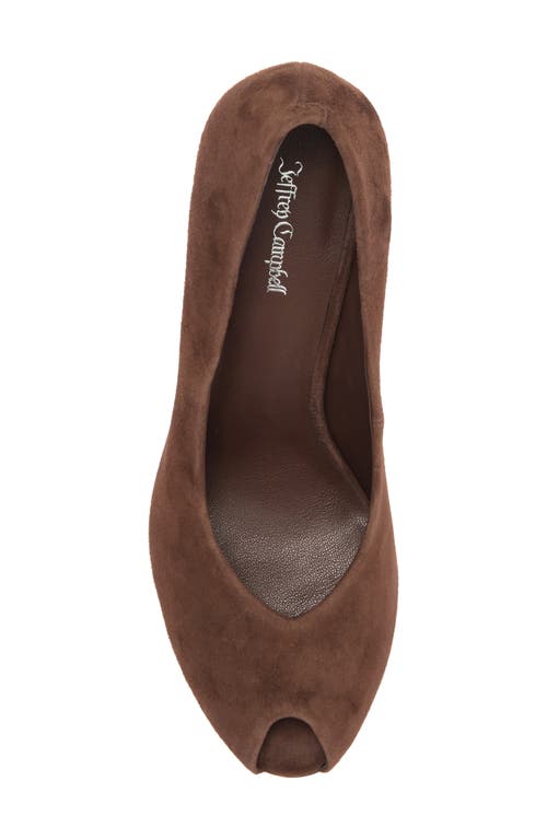 Jeffrey Campbell Sherille Peep Toe Pump In Espresso Suede