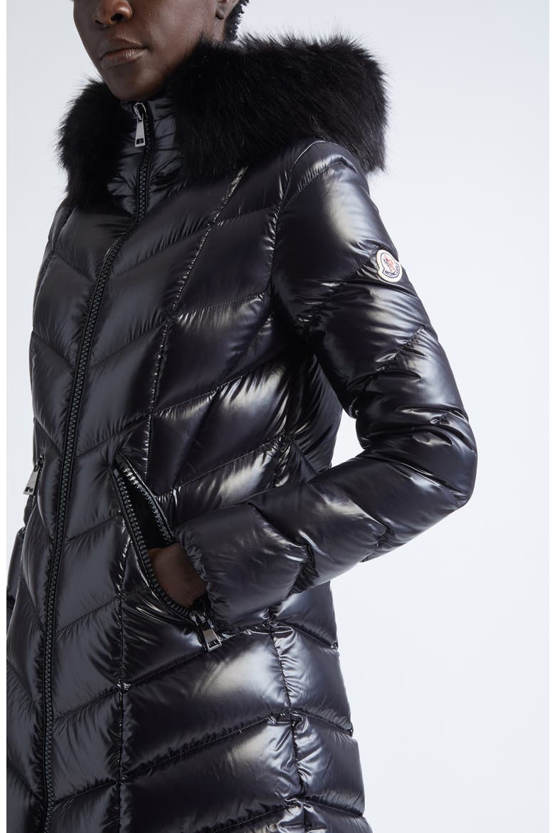 Fulmarus Hooded Down Puffer Jacket with Removable Faux Fur Trim, Alternate, color, BLACK