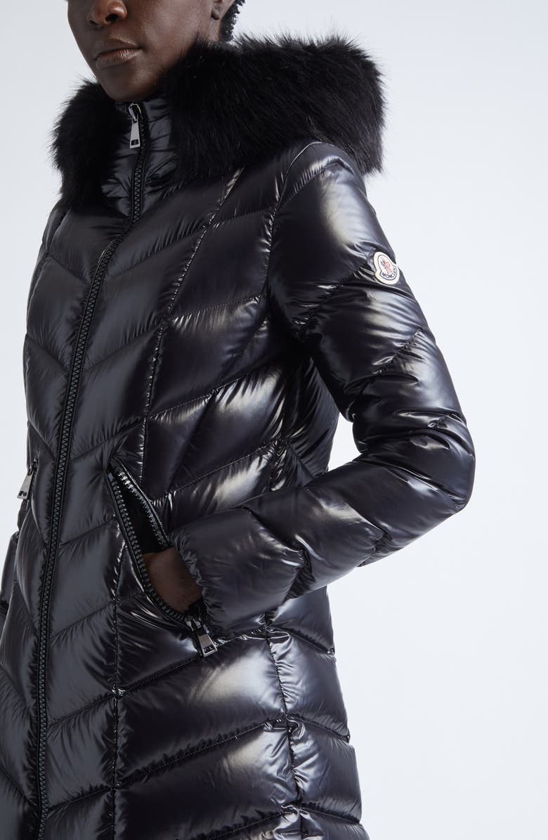 Moncler Fulmarus Hooded Down Puffer Jacket with Removable Faux Fur Trim, Alternate, color, Black