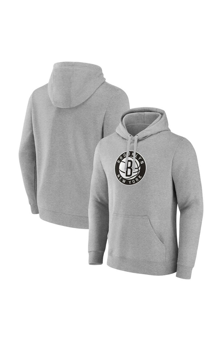 FANATICS Men's Fanatics Heather Gray Brooklyn Nets Primary Logo Pullover Hoodie, Main, color, Heather Gray
