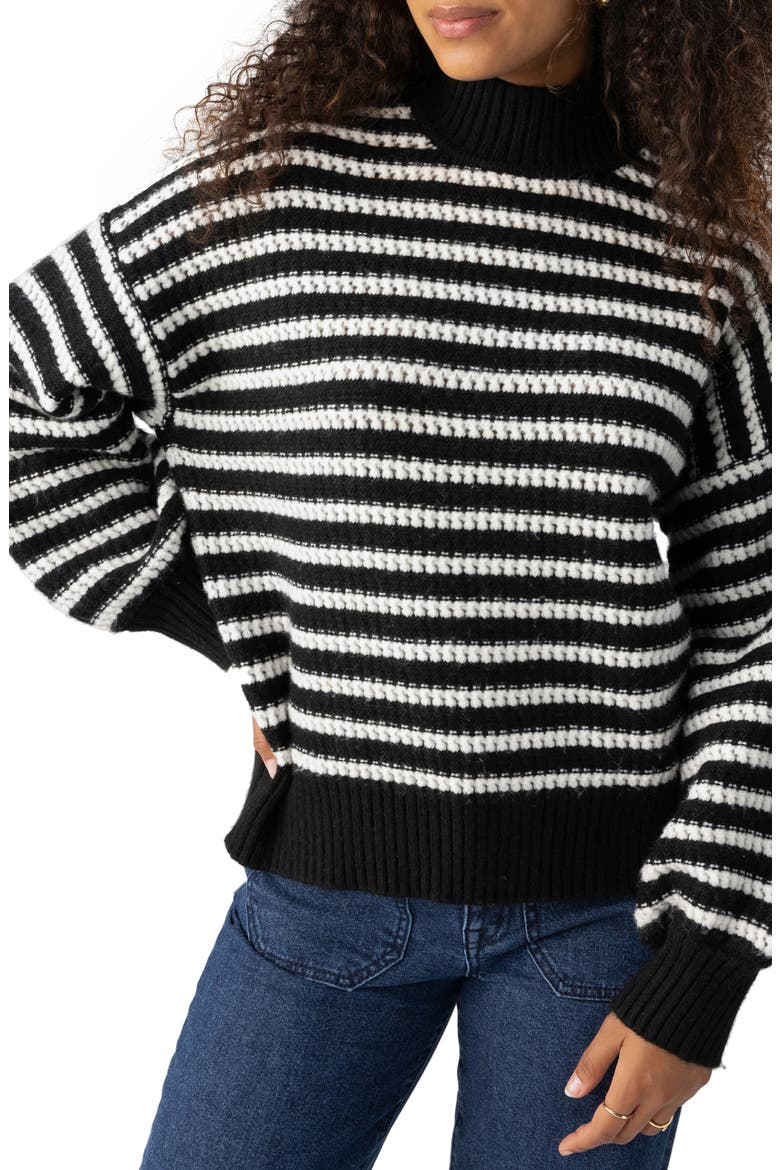 Keep it Chic Stripe Turtleneck Sweater, Alternate, color, BLACK CHECK