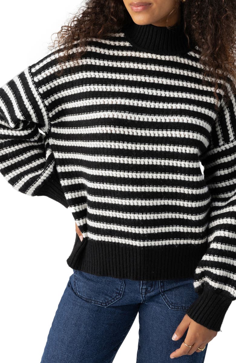 Sanctuary Keep it Chic Stripe Turtleneck Sweater, Alternate, color, 