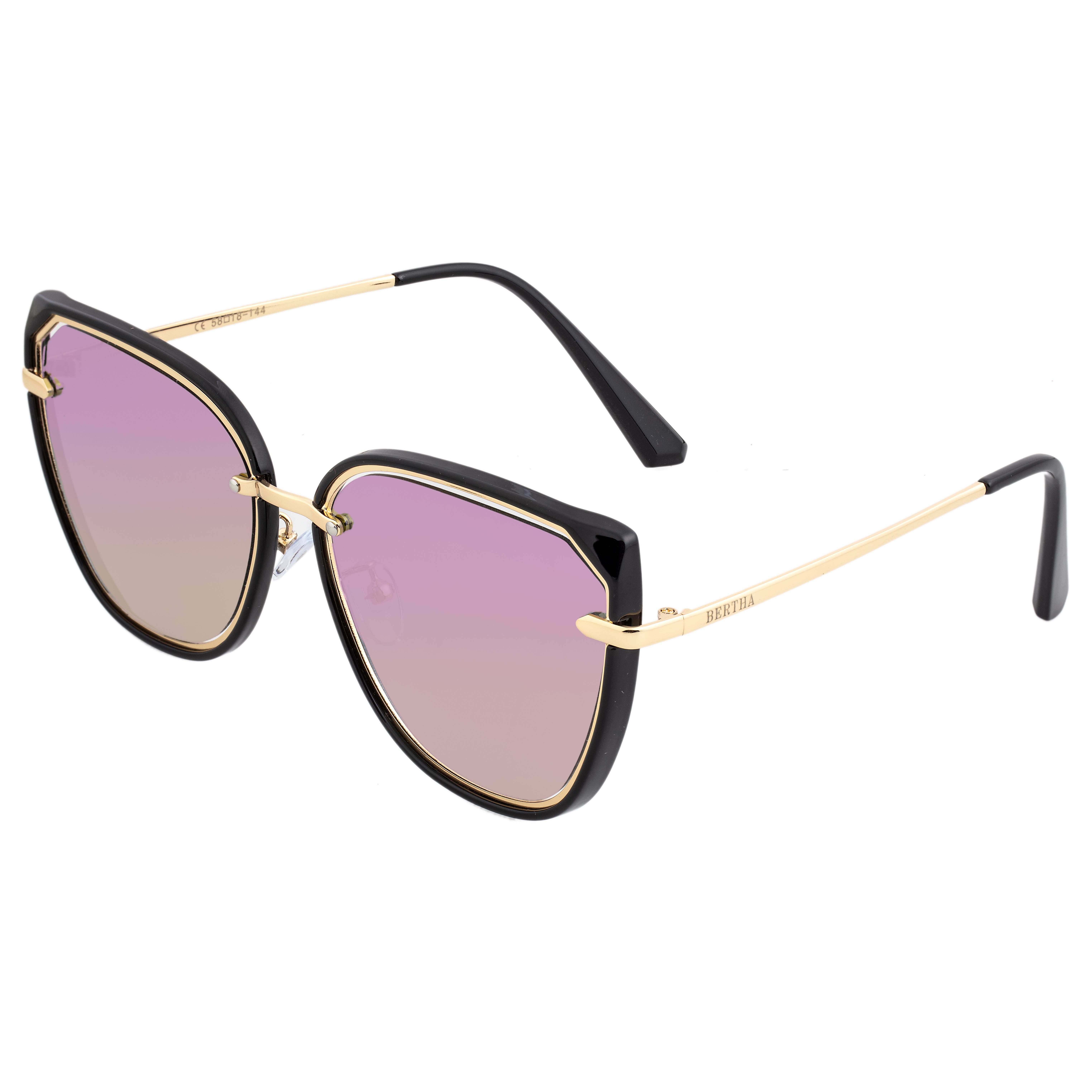 BERTHA Rylee Polarized Sunglasses in Black/purple 