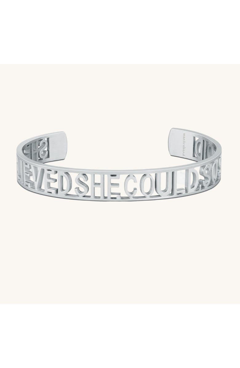 Mantra SHE BELIEVED SHE COULD, SO SHE DID - Statement Cuff, Main, color, Silver