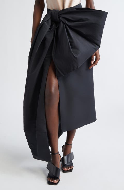 Draped Bow Detail Faille Skirt