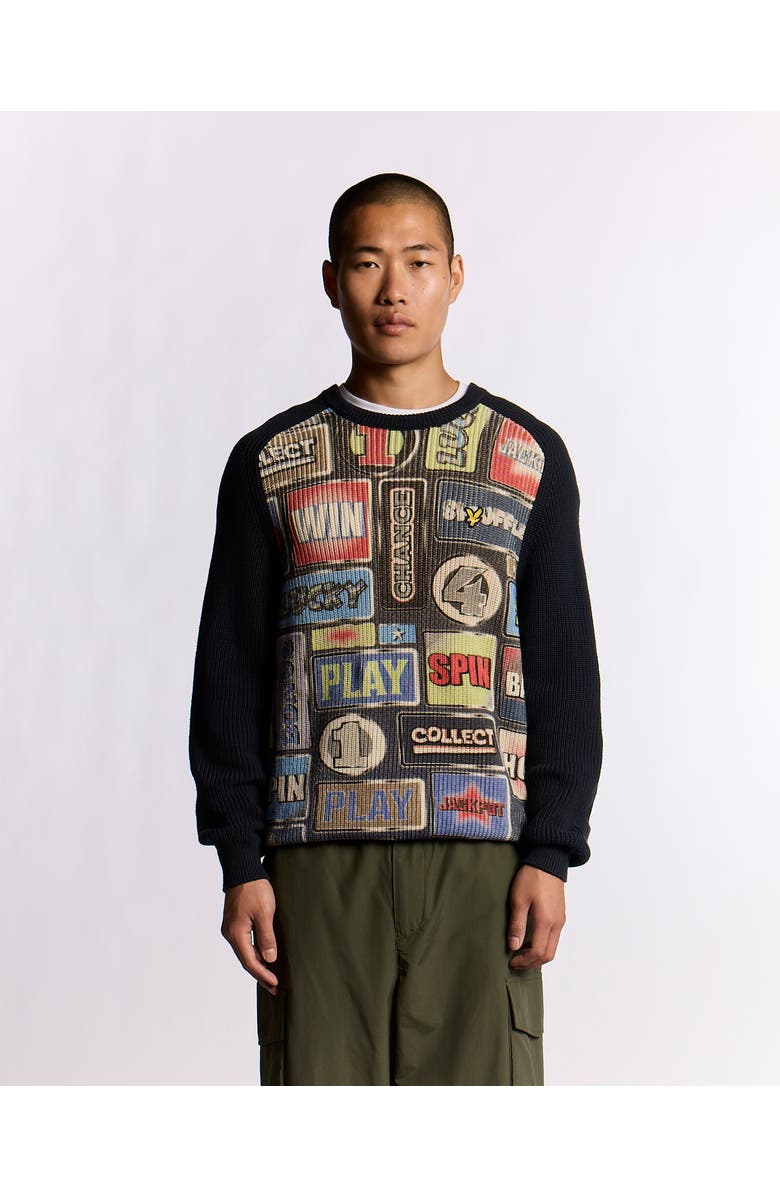 Lyle & Scott Fruit Machine Graphic Crew Neck Sweater, Alternate, color, Dark Navy